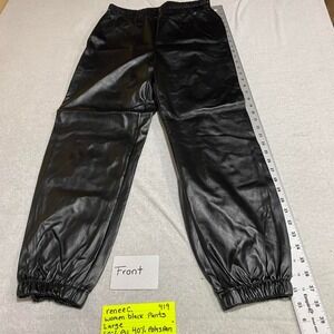 Reneec Black women large faux leather pants. SKU419 #gothfashion